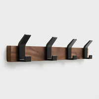 Black Walnut Wood Wall Mounted Coat Rack with 5 Hooks, Solid Wood Hat Hook for Entryway, Hook for Apartment Living, Nursery Wall Decor