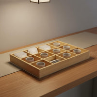 12 Slot Wooden Tray Multi Purpose Wooden Compartment Tray Space Saving 12-Slot Display Box for Desk