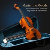 4/4 Full Size Acoustic Violin Outfit, Beginner Violin with Case, Glossy Finish Student Violin for Teens, Solid Wood Fiddle for Music Lessons