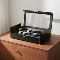 Watch Storage Box Dustproof Clear Top Watch Collection Box Soft Cushioned Pillows Lockable for Closet