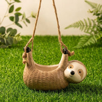 Indoor Plant Pot for Gardening Gifts and Home Office, Sloth Hanging Planter and Outdoor Plant Pot, 19.5*9*13cm Ceramic Planter, Drainage Hole