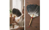 Handmade Goose Feather Fan Black Feather Fan Elegant Vintage for Dancers, Photoshoots, Weddings
