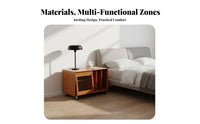 Movable Design Mobile Lectern Side Table Multi-Functional Household Furniture Vintage Inspired Accent Cabinet Integrated Storage Shelf for Apartment Dwellers, Homeowners, Book Lovers, Living Room, Bedroom, Home Office