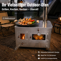 Portable Tent Stove, Wood Stove for Camping, with Cooking Surface and Ash Catcher, Alloy Heating for 3-5 People