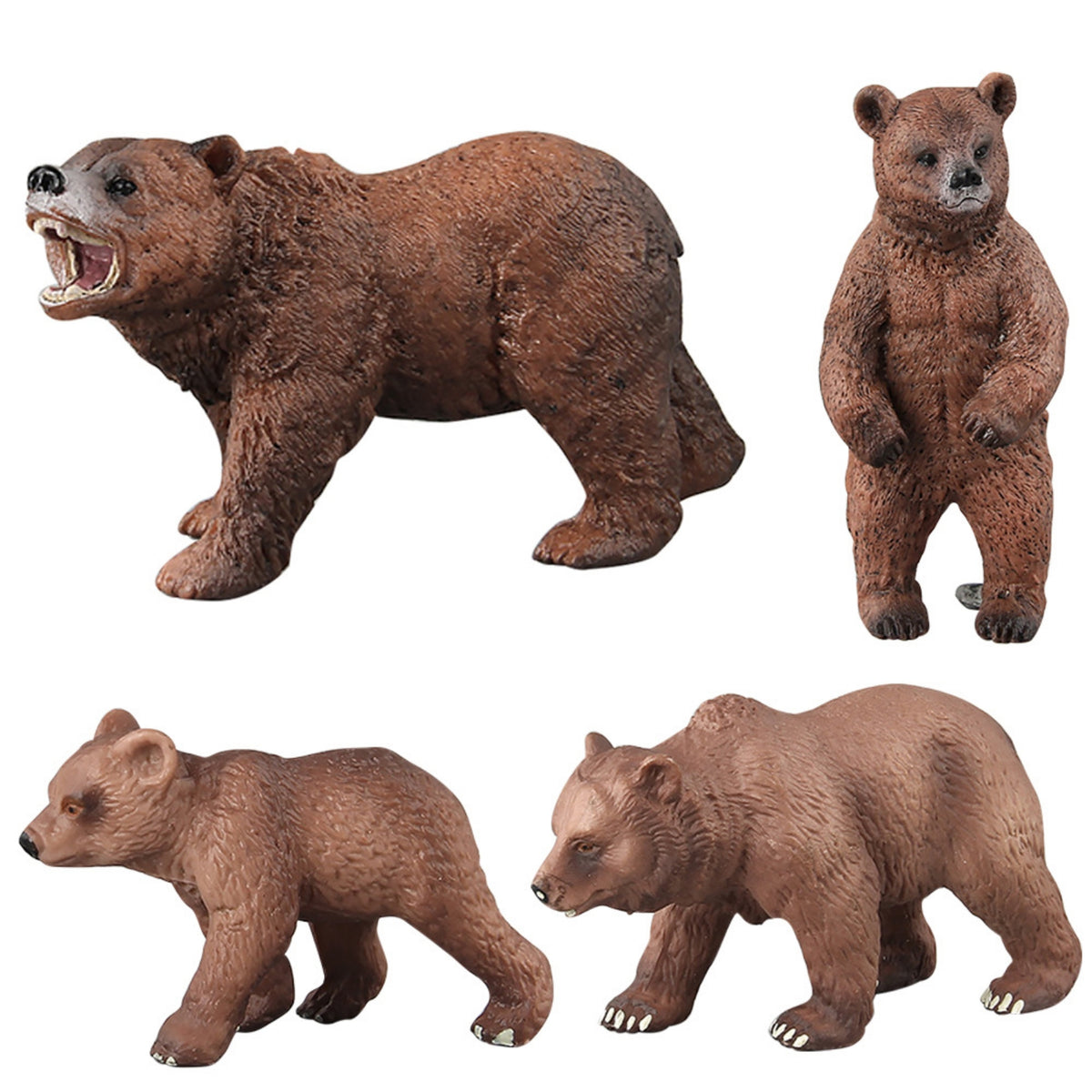 4 Pieces Bear Figurine Realistic Bear Toy Hand-Painted Animal Figurine for School Projects