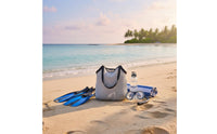 Quick Draining Large Beach Bag Lightweight Mesh Tote Bag Floral Decor Storage Solution for Shopping