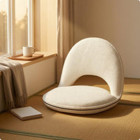 High-Resilience Sponge Lamb-Fleece Floor Chair Low-Sitting Foldable Floor Chair Cushioned Room Seat Back Support for Tatami Rooms