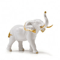 Elephant Figurine Gold Accented Elephant Statue Sculpted for Desktop, Office