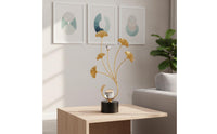 Decorative Ginkgo Leaf Sculpture with Crystal Gold Ginkgo Leaf Ornament Freestanding Tabletop Sculpture Modern for Living Room, Entryway, Console Table, Sideboard