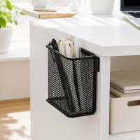 Metal Mesh Pen Holder, Hanging Square Desk Tidy, Pen Pot for Office Workers & Students, Stationery Organiser