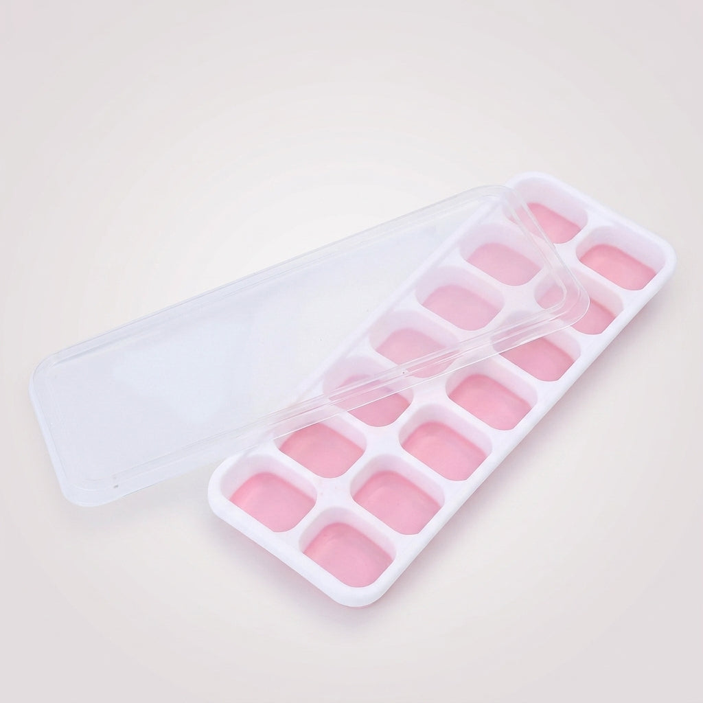 Ice Maker and Household Ice Tray with Lid for Easy Release, Plastic and Silicone Freezer Tray for Homemade Ice, Summer Essential Tray Lid, 1 Pack