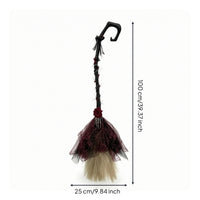 Witch Broom with Mesh Skirt Handheld Gothic Witch Broom Cosplay Masquerade for Cosplayers, Stage Costumes, Photo Shoots
