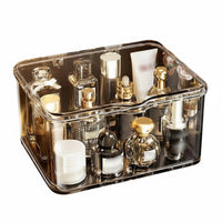 Clear Lidded Organizer Large Capacity Clear Cosmetic Case Stackable Design