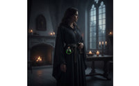 Medieval-Inspired Gothic Witch Costume with Cape Mysterious Gothic Lace Cape Fingerless Cloak Adjustable for Women, Cosplay, Masquerade
