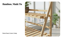 Space-Saving Bamboo Flower Rack Easy Assembly Foldable Flower Rack Sturdy & Long-Lasting Folding Plant Shelf Lightweight for Apartment Dwellers, Gardeners, Homeowners, Balcony, Indoor, Living Room, Garden