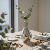 Silver Glass Vase Modern Design & Decor Decorative for Living Room