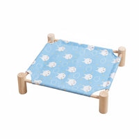 Washable Cover Wooden Frame Cat Bed All-Season Comfort Wooden Frame Pet Cot Breathable Textile Pet Camp Cot Easy to Assemble for Cats, Small Dogs