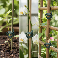 20 Pieces Dark Green Plant Support Clips Easy to Use Garden Plant Clips Reusable Vine Support Clip Plastic for Gardeners, Florists, Greenhouses, Pots