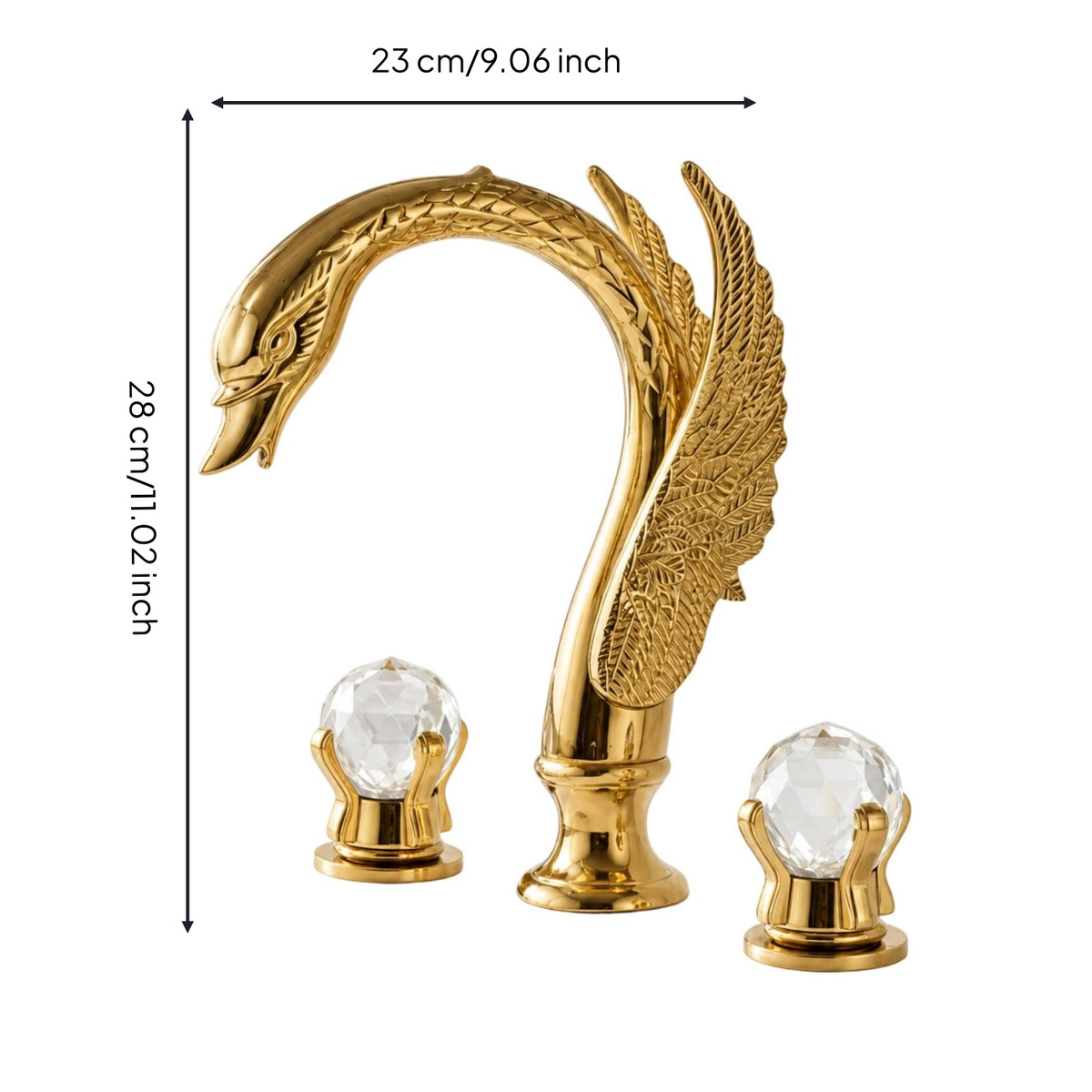 Sculpted Swan Faucet with Two Handles Ornate Swan Bathroom Faucet Raised Long-Lasting for Vanity
