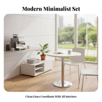 5 Pieces Round Pedestal Table with 4 Gourd-Leg Chairs Curved backrestrest Household Furniture Easy Assembly robust Construction