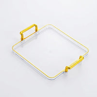 Acrylic Vanity Tray with Compartments, Electroplated Finish Organizer, Candle for Coffee Table, Dressing Decor