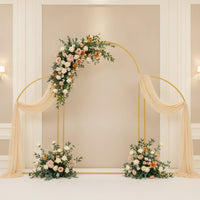 3 Pieces Gold Backdrop Arch Stand Elegant Arch Backdrop Stand Cylindrical Wedding Arches Slim for Event Decorators, Weddings, Parties, Photo Booths