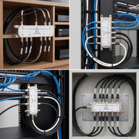 6-Way Coaxial Splitter 75-Ohm Coaxial Splitter with Mounting Ears 5-2400 MHz Power Passing for CATV Installations