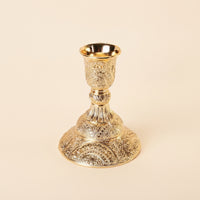 Ornate Candlestick Holder Shiny Candle Holder with Round Base Classic Sturdy for Dining Table