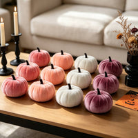 12 Pieces Decorative Velvet Pumpkin Velvet Pumpkins Resistant Soft-Textured Pumpkins for Tabletop