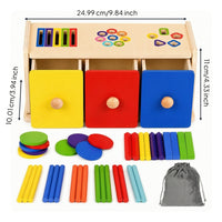Child-Centered Wooden Color and Shape Sorter Hand-Eye Coordination Wooden Box with Drawers Matching Box with Drawers Learning for Homeschool
