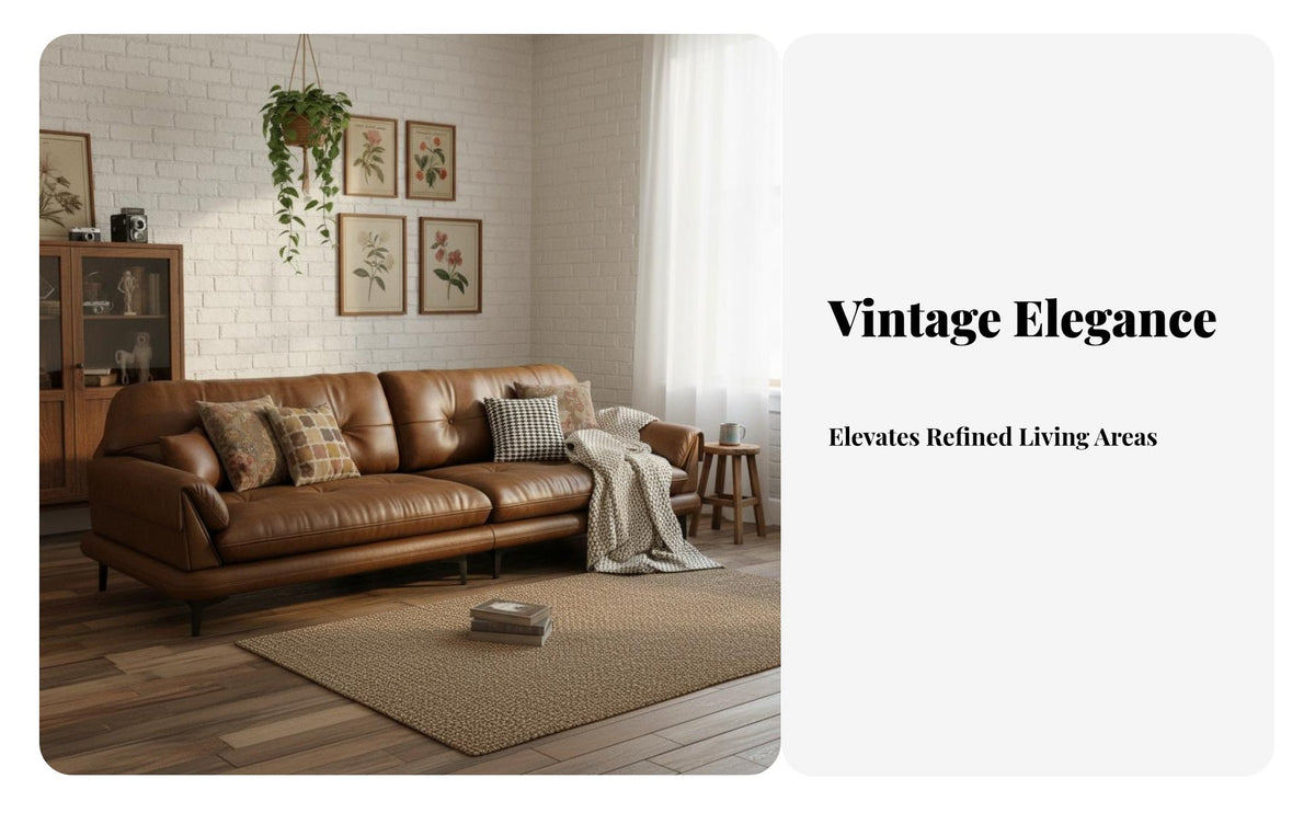 3-Seater Straight Sofa Oil Finish Finish Deep-Seat Settee Feather Filled Living Room Furniture for Home Dwellers, Apartment Dwellers, Lounge Area