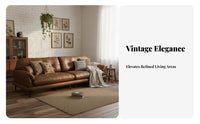 3-Seater Straight Sofa Oil Finish Finish Deep-Seat Settee Feather Filled Living Room Furniture for Home Dwellers, Apartment Dwellers, Lounge Area