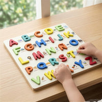 Spanish Wooden Puzzle with 3D Letters Smooth Alphabet Puzzle Board Early Learning Letters Game Hands-on Learning for Classroom