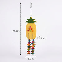 Parrot Toy 6 Pack, Fruit-Themed Wood Parrot Perch and Grinding Tool, Hanging Parrot Swing with Bells for African Grey Bird Entertainment Toy