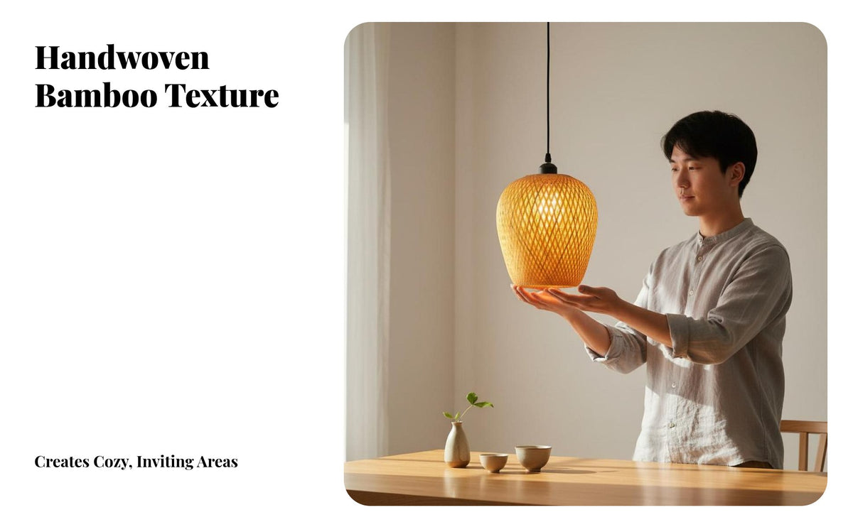 Rustic Design Bamboo Hanging Light Easy Installation Bamboo Hanging Light Adjustable Height Japanese Design Chandelier for Interior Designers, Restaurant Owners, Tea Room, Bedroom, Farmhouse, Hallway