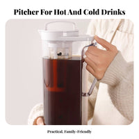 Large Capacity Water Carafe Heat Resistant Cold Brew Coffee Pitcher Measurement Markings Cold Brew Coffee Maker for Home, Office