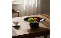 Irregular Fruit Platter Modern Oval Dish with Pedestal Base Large Footed Bowl High-Gloss for Living Room