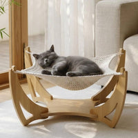 Wooden Feline Swing Bed Breathable Wooden Pet Swing Space-Saving for Felines