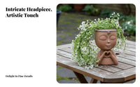Girl Face Flower Pot Creative Design Girl Figurine Planter Decorative Ornament