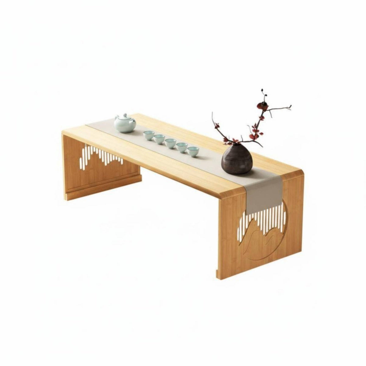 Traditional Chinese design Foldable Leg Low Desk Space-Saving Foldable Lap Tray Multi-Purpose Floor Table Multipurpose for Apartment Dwellers, Remote Workers, Bay opening, Bedroom, Living Room, Home Office