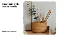 Multiuse Handwoven Storage Basket with Handles Rattan Storage Basket