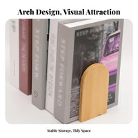 2 Pieces Bamboo Bookend Material Wooden Book Stopper Decorative Wooden Book Holder for Students, Librarians, Study Room, Library, Bookshelf