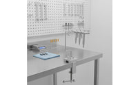 Screw-Tightened Clamp-on Airbrush Holder Metal Hook Arm Airbrush Stand Tabletop Clamp-on Holder Silver