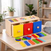 Child-Centered Wooden Color and Shape Sorter Hand-Eye Coordination Wooden Box with Drawers Matching Box with Drawers Learning for Homeschool