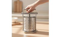 Manual Vegetable Press with Basket Compact Fruit Press with Stainless Steel Basket Rust-Resistant for Home Cooks