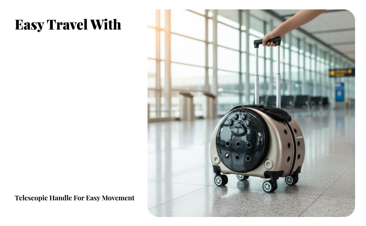 Breathable adaptable dome viewing port Pet Trolley Telescopic Handle Wheeled dome transport tri-function Design Cat spinepack Multiple Ventilation Holes for Small Dog Owners, Travelers, Travel, animal clinic Visits, Outdoor, Camping