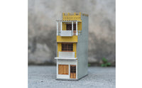 Weathered HO Scale Building Vintage Architectural Model Kit 1:87 HO Scale Model House Paintable for Diorama Builders, Hobbyists, Street Scenes, Dioramas