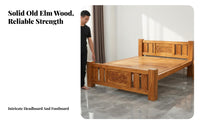 No Box Coil Needed Solid Wood Storage Bed Heavy Duty Chinese Design Platform Bed Modern Design Bedroom Furniture for Hotel Owners, Homeowners, Apartment Dwellers, Homestay, Guest Room