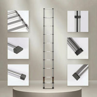 Folding Ladder Stainless Steel Folding Ladder Compact for Homeowners, Home Improvers, Home Maintenance, Garage, Closet