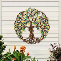 Metal Tree of Existence Wall Art Hollowed-out Design Tree of Existence Wall Decor Lightweight Iron Silhouette Art for Patio